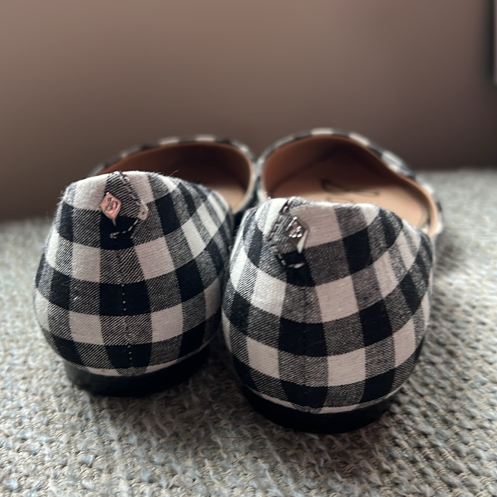 Sam Edelman Black and White Gingham Pointed D'Orsay Flats - Picture 5 of 7